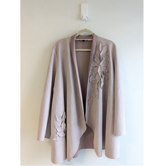 Minkas Floral Faux Suede Open Cardigan - Picture 2 of 8